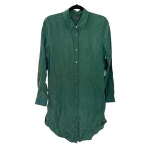 Scotch & Soda Green Button Front Long Sleeve Midi Dress Small